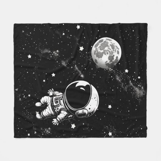 Fun Astronaut in de ruimte Fleece Deken (Voorkant (Horizontaal))