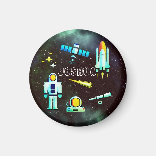 Fun Astronaut Rocket Cosmic gepersonaliseerd Magneet (Voorkant)