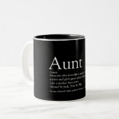 Fun Aunt Definition Gezegde Black en White Tweekleurige Koffiemok (Voorkant links)