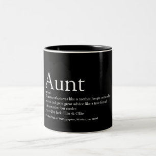 Fun Aunt Definition Gezegde Black en White Tweekleurige Koffiemok