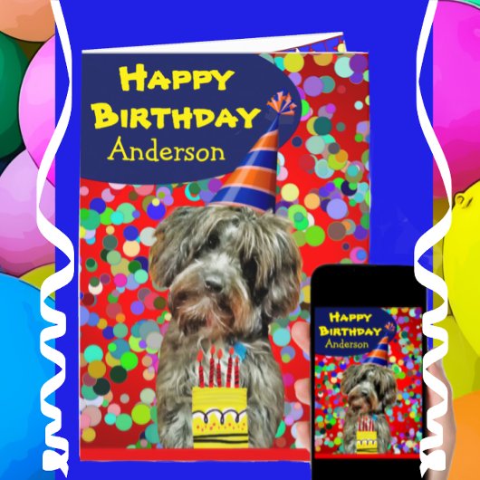 Fun Aussie Poodle Dog Happy Birthday Leeftijd Kaart
