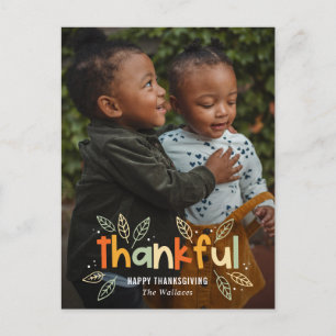 Fun Autumn Thanksgiving Photo Card Briefkaart
