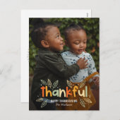 Fun Autumn Thanksgiving Photo Card Briefkaart (Voorkant / Achterkant)