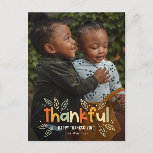 Fun Autumn Thanksgiving Photo Card Briefkaart (Voorkant)