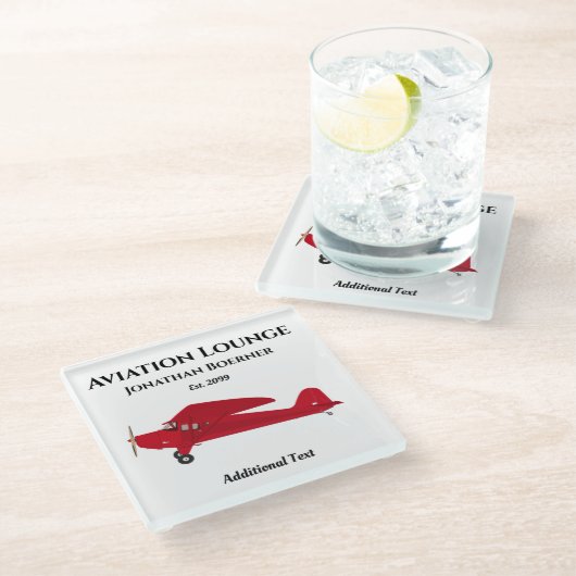 Fun Aviation Lounge  Airplane Glass Onderzetter (Schuin)