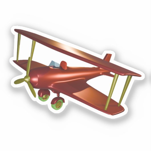 Fun Aviation Red Bi-Plane Aeronautics Sticker (Voorkant)