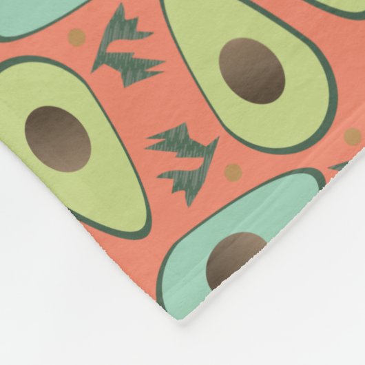 Fun Avocado Half Greenery Pattern Fleece Deken (Hoek)