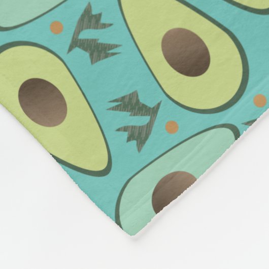 Fun Avocado Half Greenery Pattern Fleece Deken (Hoek)