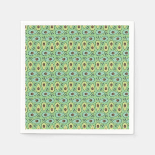 Fun Avocado Half Greenery Pattern Servet