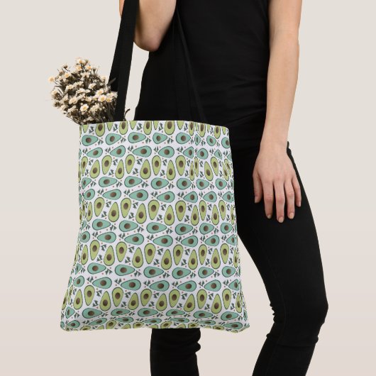 Fun Avocado Half Greenery Pattern Tote Bag (Dichtbij)