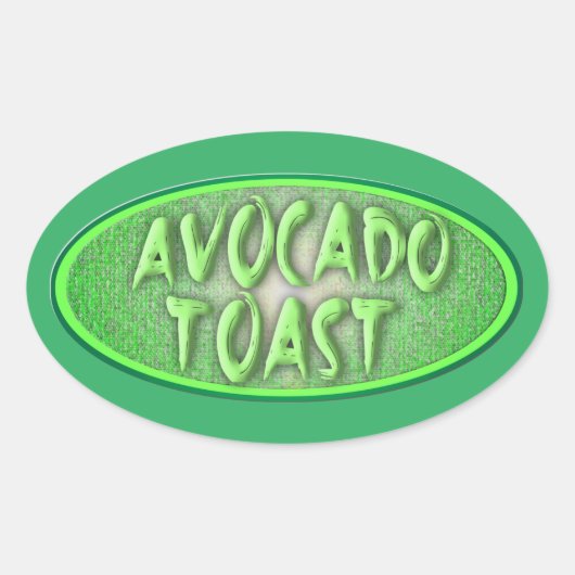 Fun Avocado Toast Love Retro Decal Ovale Sticker (Voorkant)