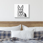 Fun B&W Mosaic German Shepherd Wrapped Canvas (Insitu (Slaapkamer))