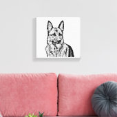 Fun B&W Mosaic German Shepherd Wrapped Canvas (Insitu (Woonkamer))