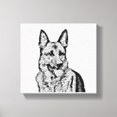 Fun B&W Mosaic German Shepherd Wrapped Canvas (Voorkant)