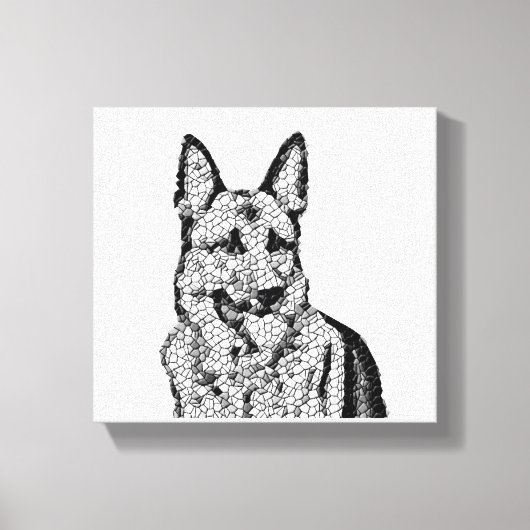 Fun B&W Mosaic German Shepherd Wrapped Canvas (Voorkant)