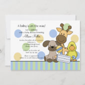 Fun Baby Animals Boy Baby shower Invitation Kaart (Voorkant)