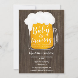 Fun-baby-bierbrouwerij met een bruin baby shower v kaart