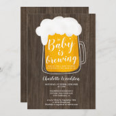 Fun-baby-bierbrouwerij met een bruin baby shower v kaart (Voorkant / Achterkant)