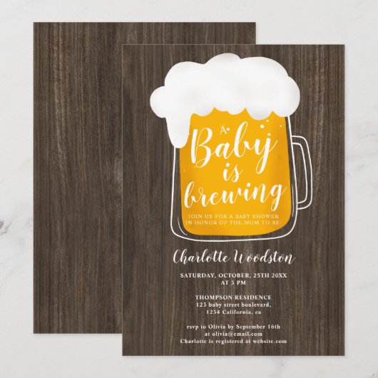 Fun-baby-bierbrouwerij met een bruin baby shower v kaart (Voorkant / Achterkant)