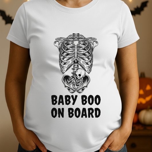 Fun Baby Boo On Board Skeleton Maternity Halloween T-shirt