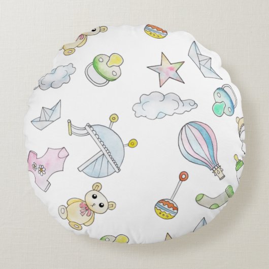 Fun Baby dingen Rond Kussen (Voorkant)