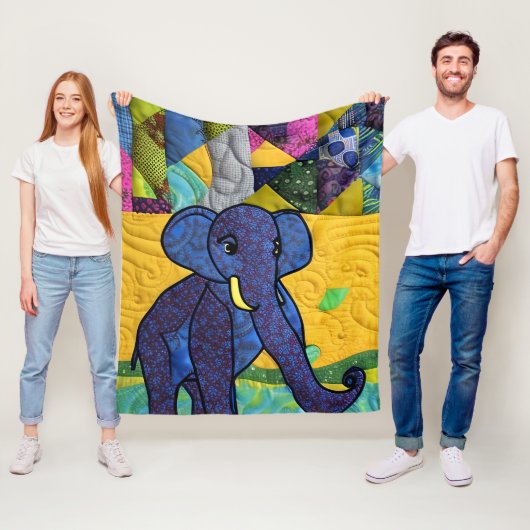 Fun Baby elphant - Quillike design Fleece Deken (In situ)
