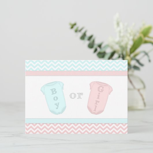 Fun Baby One Piece Gender Reopenbaart de uitnodigi Kaart (Staand voorkant)