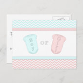 Fun Baby One Piece Roze en Blauw Geslacht Onthulle Uitnodiging Briefkaart (Voorkant / Achterkant)