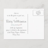 Fun Baby One Piece Roze en Blauw Geslacht Onthulle Uitnodiging Briefkaart (Achterkant)