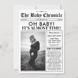 Fun Baby Shower Invitation | Newspaper Baby Invite Feestdagenkaart