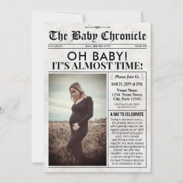 Fun Baby Shower Invitation | Newspaper Baby Invite Feestdagenkaart