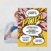 Fun Baby shower Sprinkle Photo Comic Book  Uitnodiging Briefkaart (Voorkant / Achterkant)