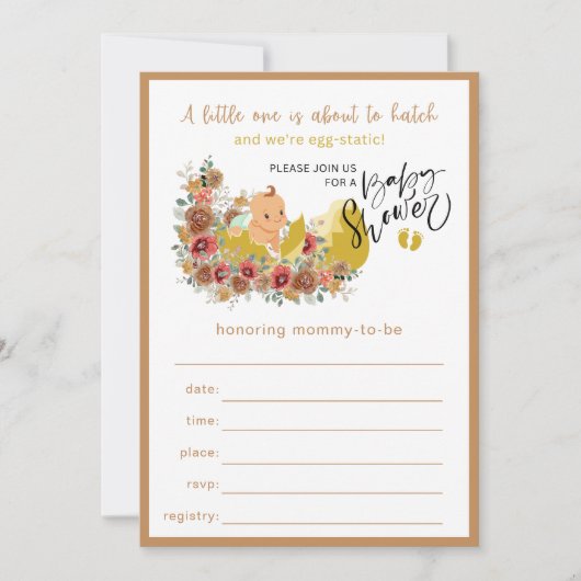 Fun Baby shower vul uitnodiging nr. 1 in (Voorkant)