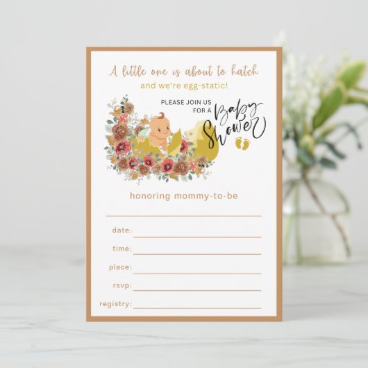 Fun Baby shower vul uitnodiging nr. 1 in (Staand voorkant)