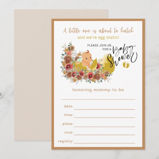 Fun Baby shower vul uitnodiging nr. 1 in (Voorkant / Achterkant)