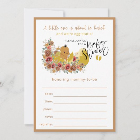 Fun Baby shower vul uitnodiging nr. 2 in (Voorkant)