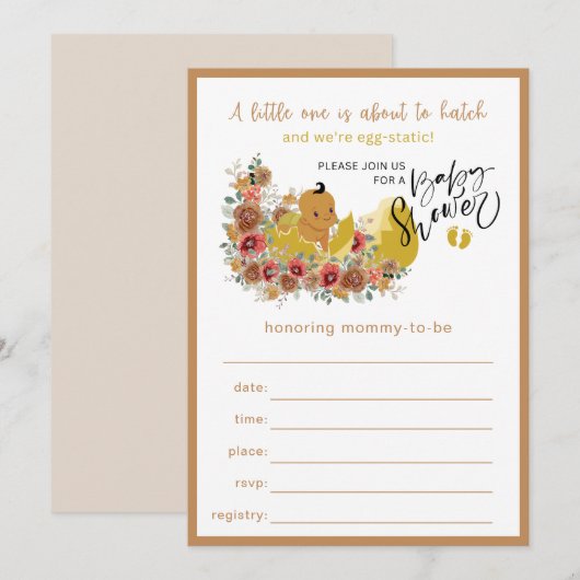 Fun Baby shower vul uitnodiging nr. 2 in (Voorkant / Achterkant)