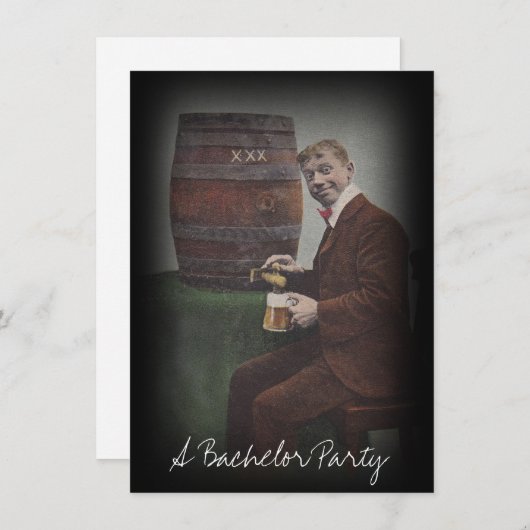 Fun  Bachelor Party Keg Tap Guy Uitnodiging (Voorkant / Achterkant)