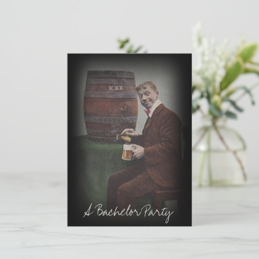 Fun  Bachelor Party Keg Tap Guy Uitnodiging (Staand voorkant)