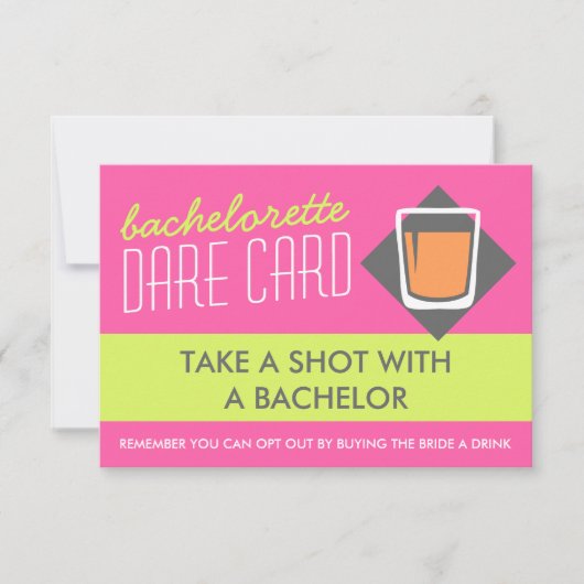 Fun Bachelorette DARE spel kaart - neem een shot (Voorkant)