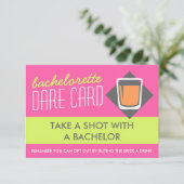 Fun Bachelorette DARE spel kaart - neem een shot (Staand voorkant)