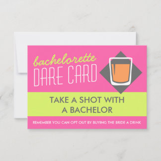 Fun Bachelorette DARE spel kaart - neem een shot