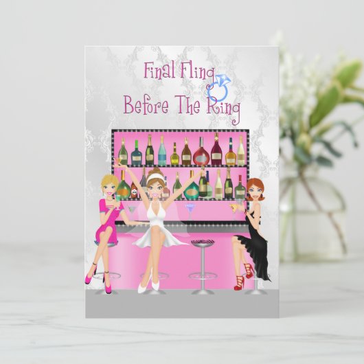 Fun Bachelorette Party Invitation Kaart (Staand voorkant)