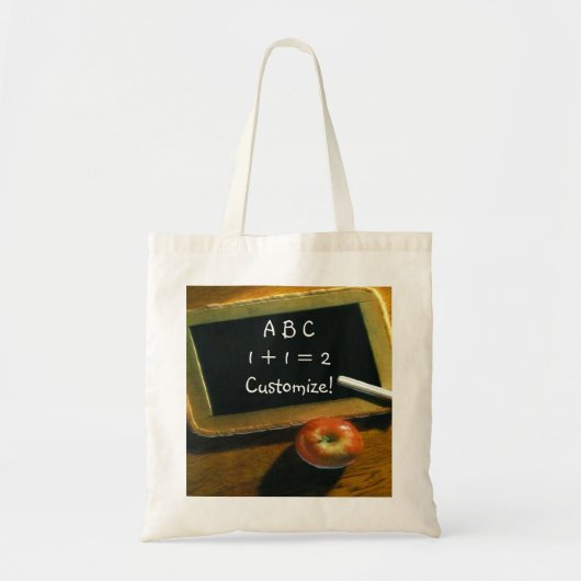 Fun Back to School Chalkboard Apple Canvas tas (Voorkant)