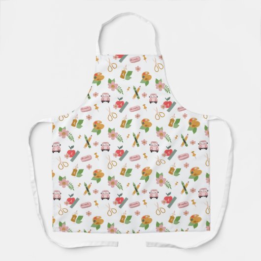 Fun Back to School Teacher Supply Pattern Schort (Voorkant)