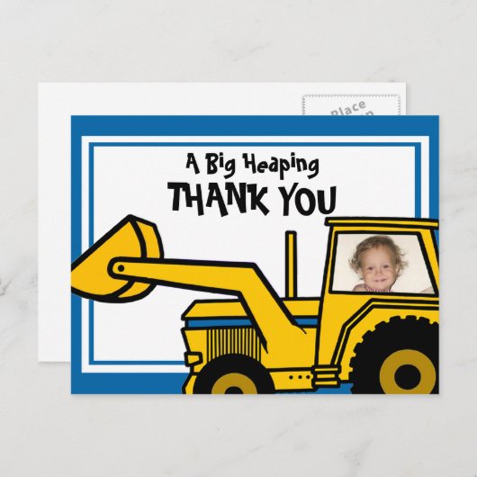 Fun/Backhoe-constructie Briefkaart (Voorkant / Achterkant)