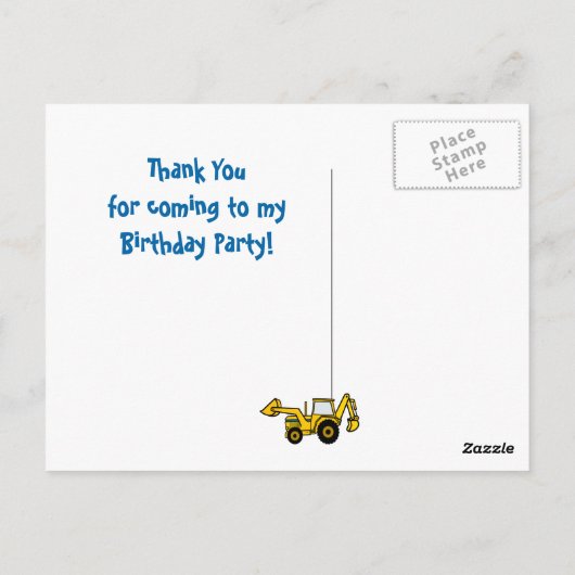 Fun/Backhoe-constructie Briefkaart (Achterkant)