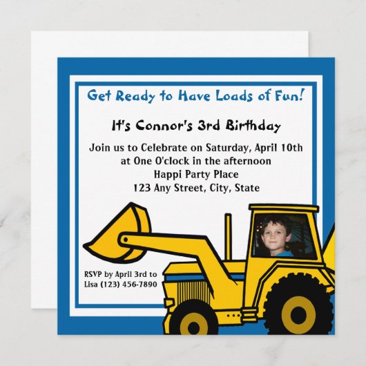 Fun/Backhoe-constructie Kaart (Voorkant / Achterkant)