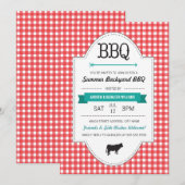 Fun Backyard BBQ Invite Kaart (Voorkant / Achterkant)