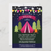 Fun Backyard Camp Out Birthday Party Invitation Kaart (Voorkant)